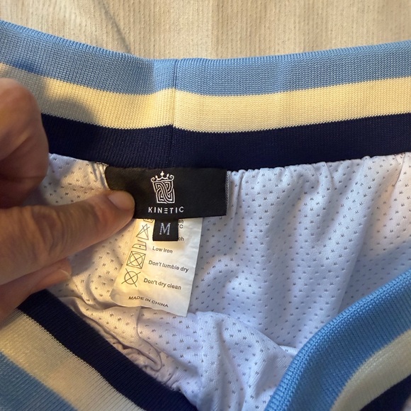 Kinetic White Athletic Shorts with Blue Stripes - Picture 2 of 6